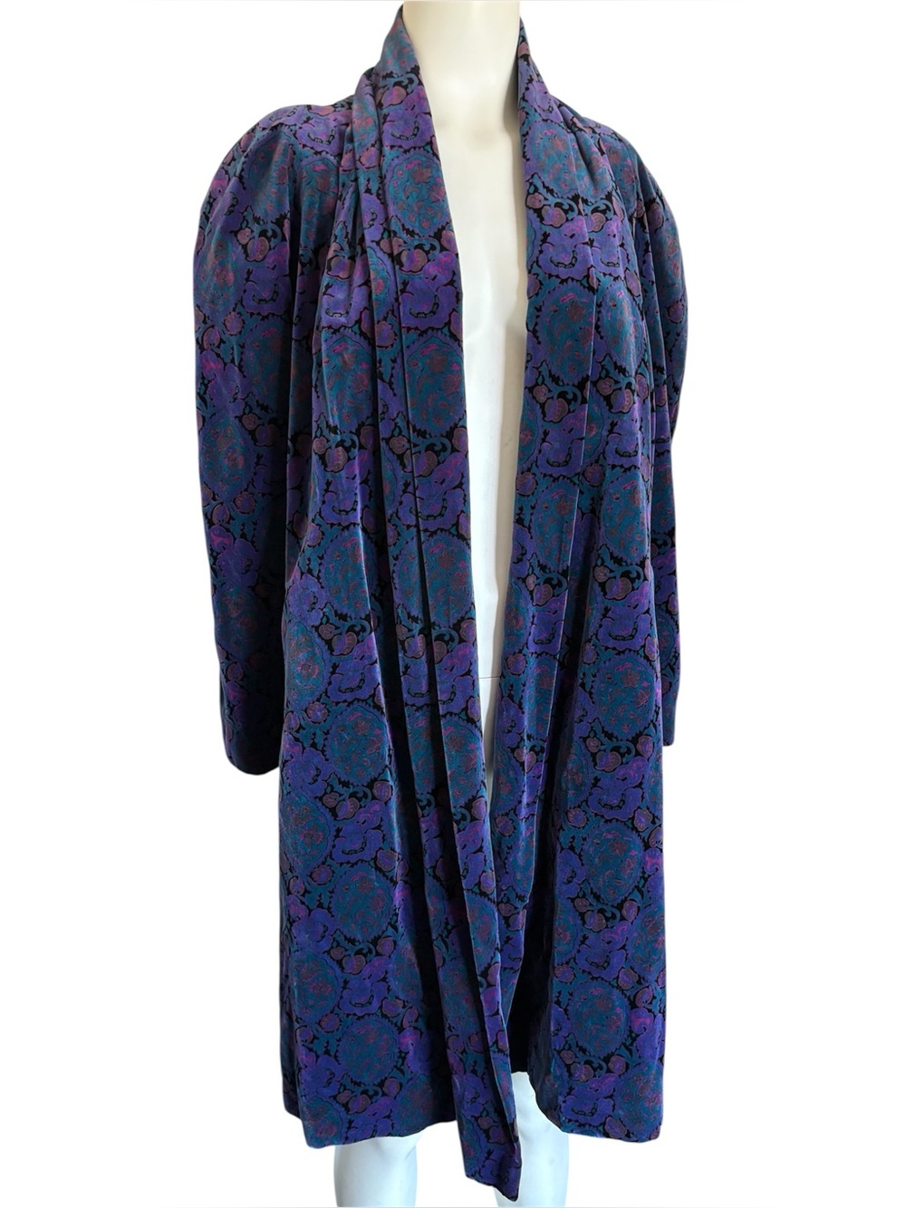 Portrait Vintage J.L. deBall Velvet Opera Swing Coat/Jacket Purple Teal L - XL